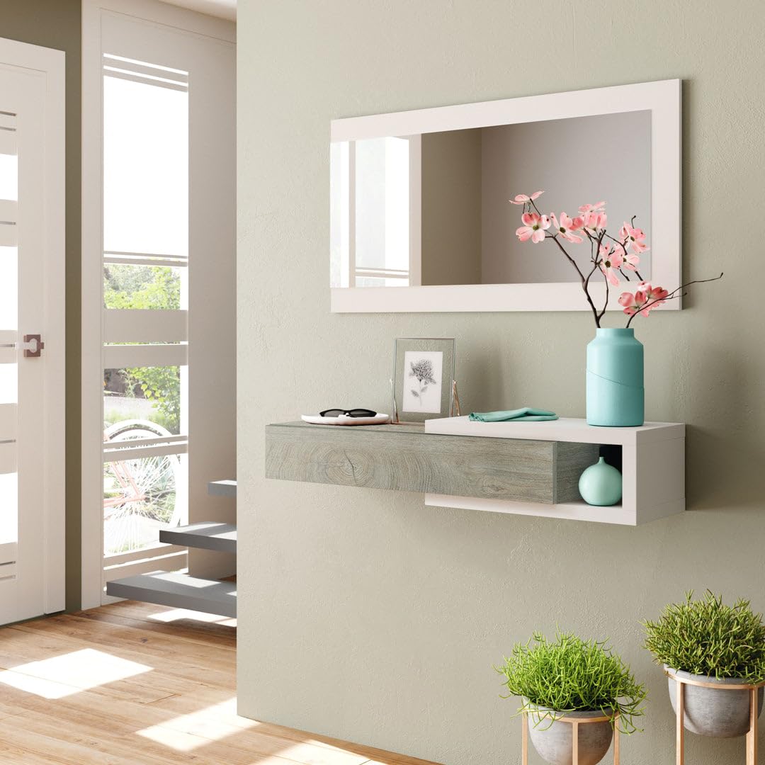 Forés Mueble recibidor Enzo con Espejo Blanco artik/Alaska