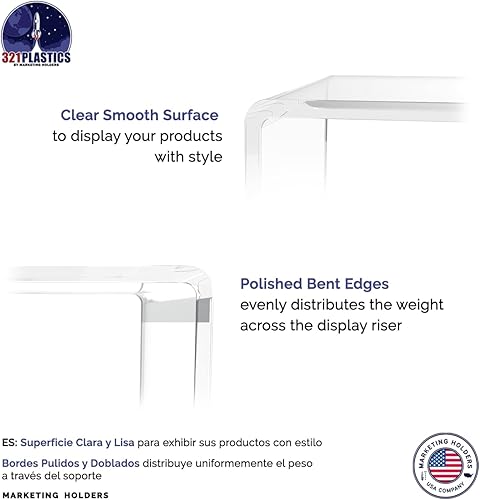 Miniatura 5 de Marketing Holders Estante elevador acrílico para encimera de 12 pulgadas de ancho x 5 pulgadas de alto coleccionables paquete de 2 trofeos de