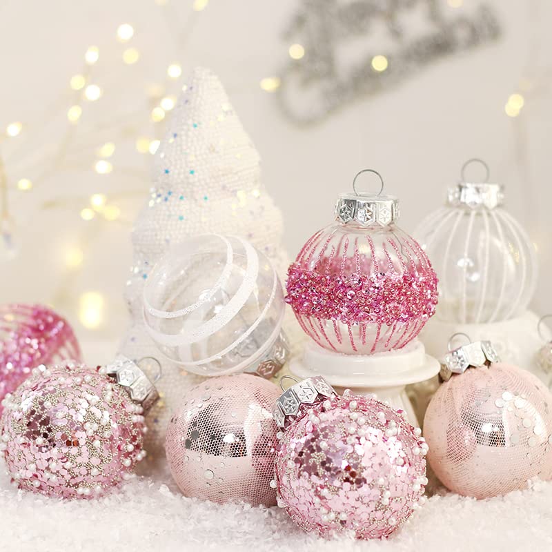25 Pieces of 6cm Christmas Ball Jewelry Set, Painted Christmas Ball Set, Christmas Ball shatterproof Hanging Decoration Set, Wedding Party Home Decoration (Rosa)