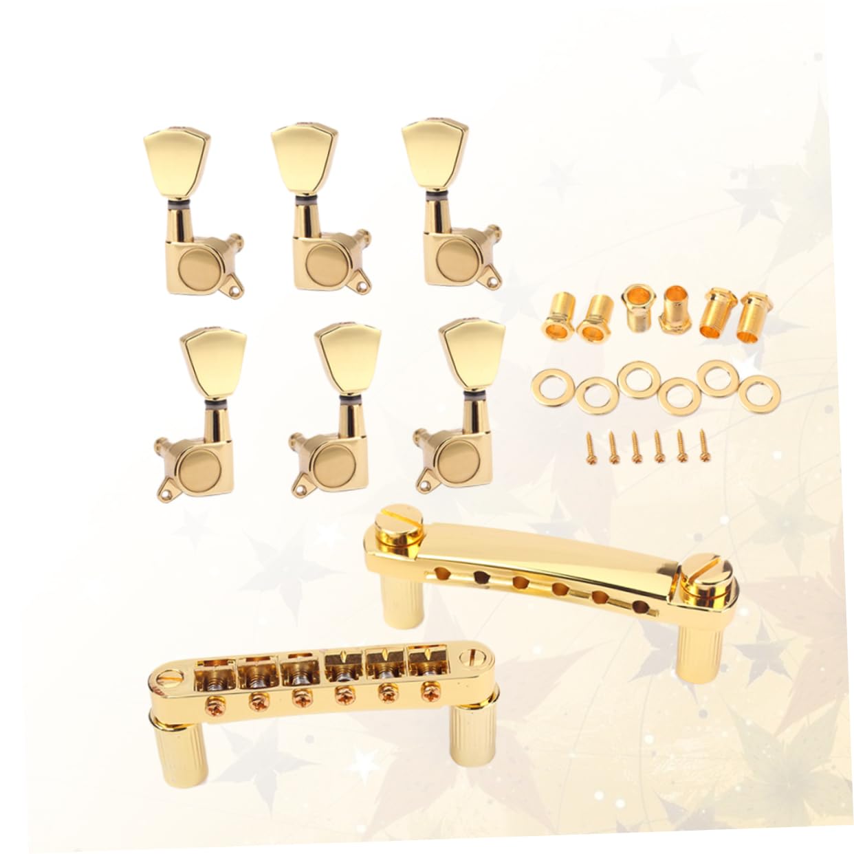 Goldener Gitarrensteg mit 3 Linken und 3 Rechten Stimmwirbeln für Ukulele und E-gitarre