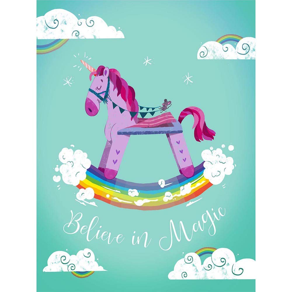 Wee Blue Coo Unicorn Believe Magic Art Print Poster Wall Decor 12X16 Inch