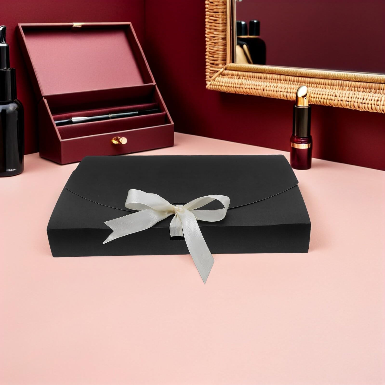 BESTYASH 20 Stück Teiliges Geschenkverpackungsset aus Schwarzem Perlmuttpapier mit Schleifenband Vielseitige Verpackungsbox für Schals Hemden Dessous und Pyjamas als Hochzeits- Geburtstags