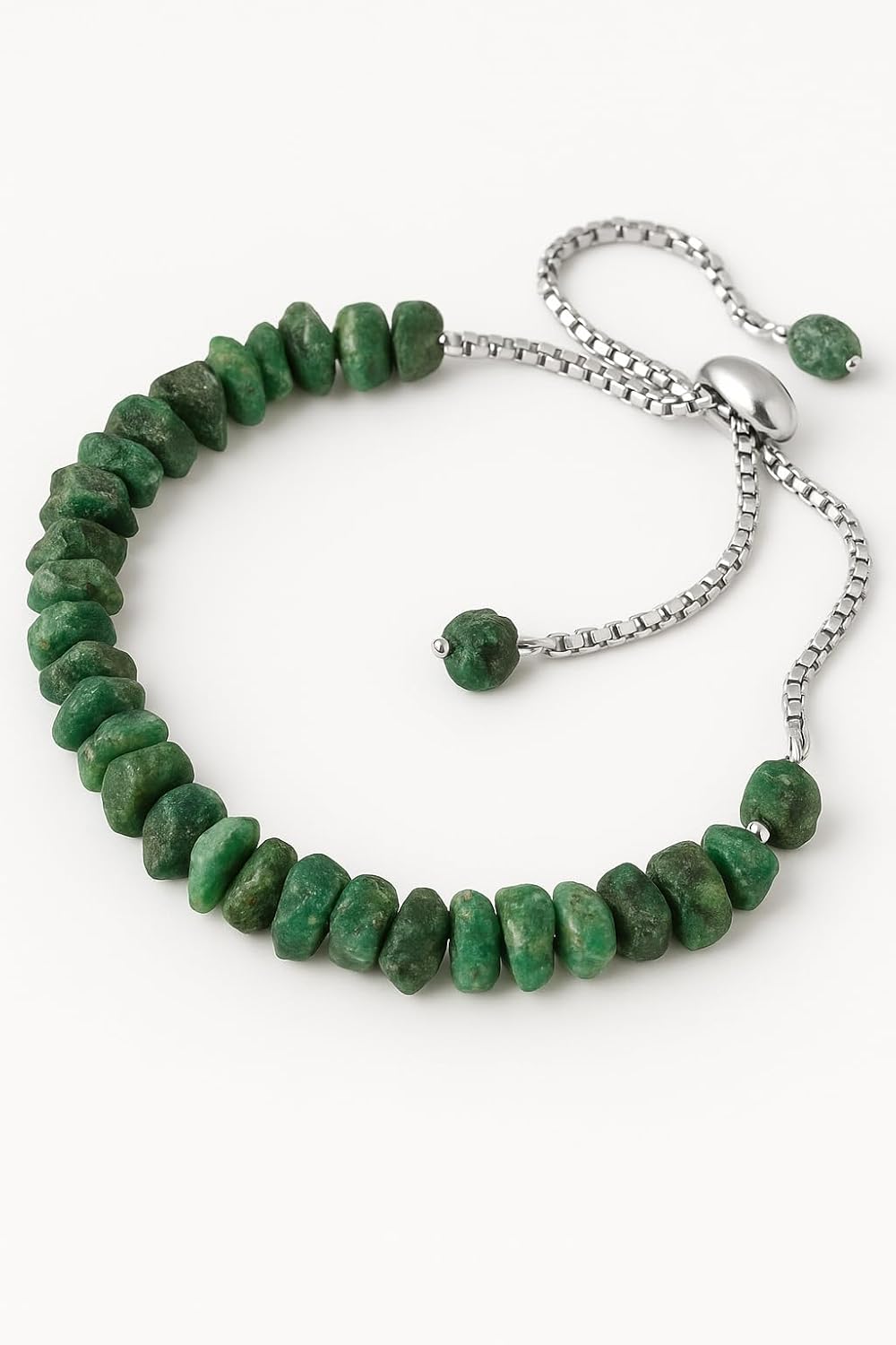 Natural Raw Emerald Gemstone Bolo Bracelet Rough Stone May Birthstones Healing Crystals Adjustable Slider Chain Christmas Gift Weight Approx 50 to 60 carat Stone Size Approx 5 to 10 MM, - Image 5