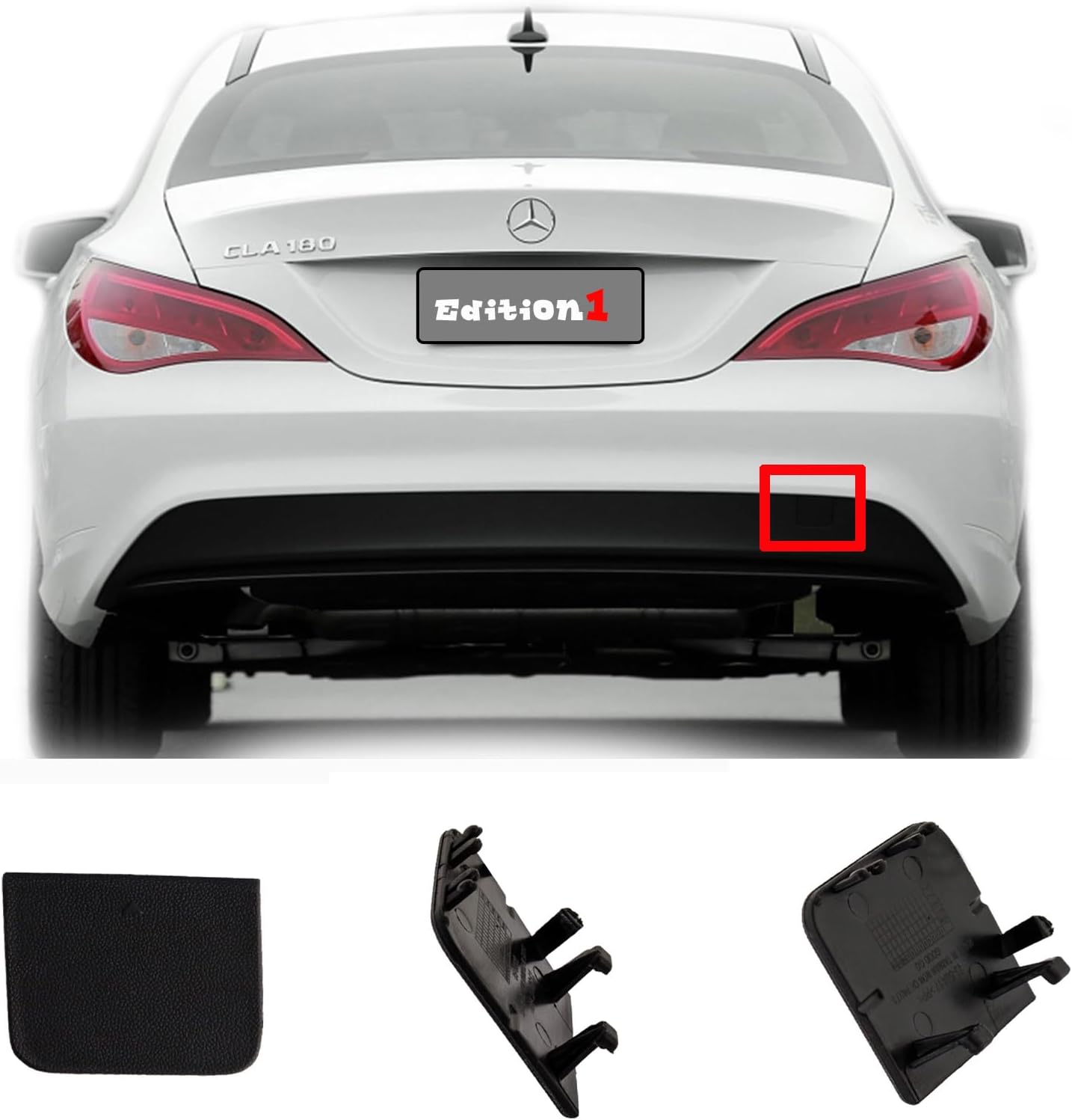 Rear Tow Cover for 12-19 Mercedes-AMG CLA W117 Coupe C117 AMG Line Fit CLA45 cla45amg 45amg 2012 2013 2014 2015 2016 2017 2018 2019 bumper Hook Eye Cap edition5