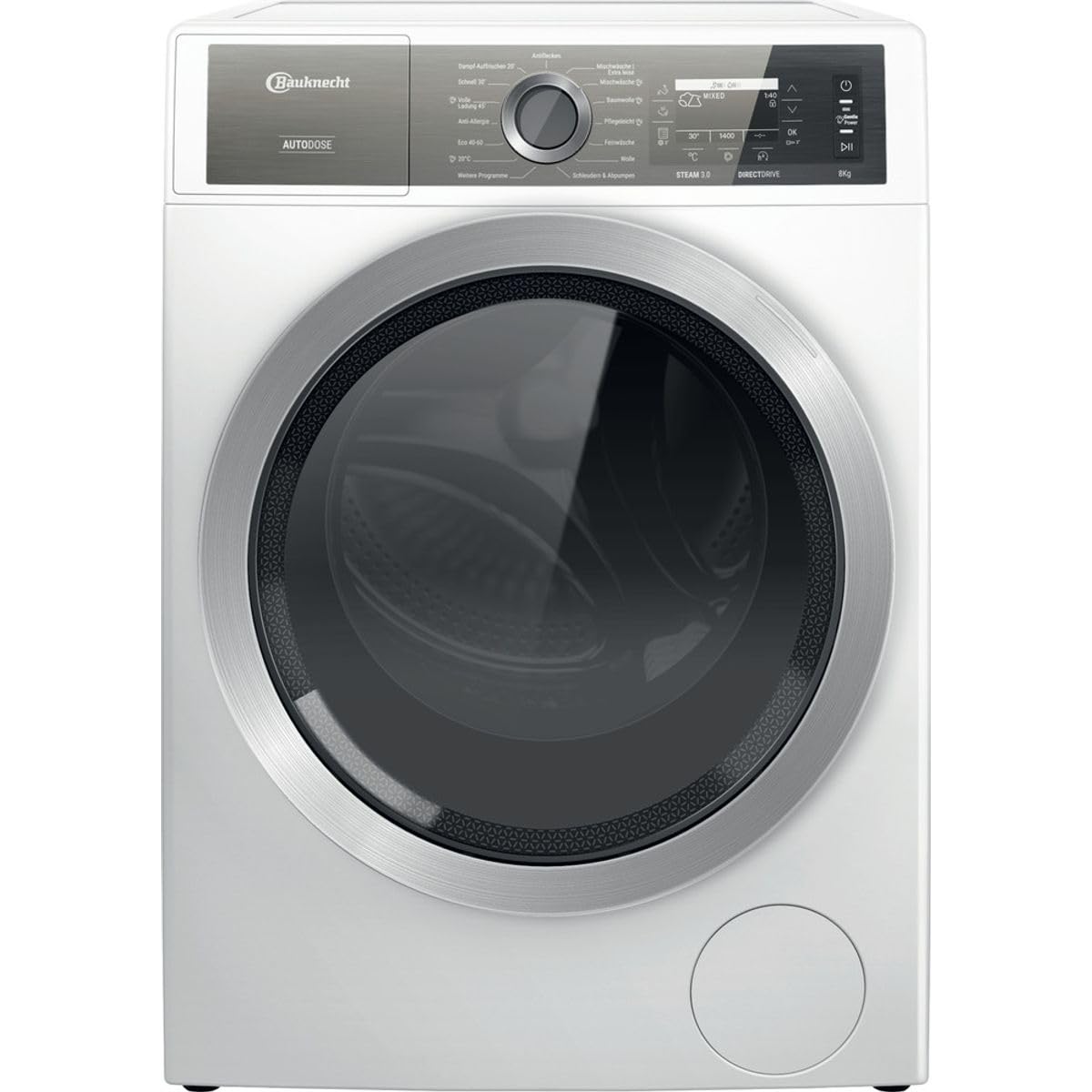 Bauknecht - B8X 89ADE SILENCE DE Frontlader-Waschmaschine - 8 kg Kapazität - GentlePower, AutoDose, Extra Leise - Energieklasse A - 84,5 x 60,7 x 59,9 cm - Weiss