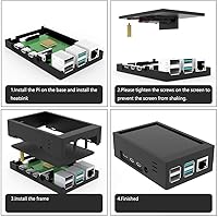 Vista 2 de for Raspberry Pi 4 TFT 3.5 inch Touch Screen with Case, Mini Cooling Fan and Heatsink, 480x320 Resolution 60fps Monitor LCD Display
