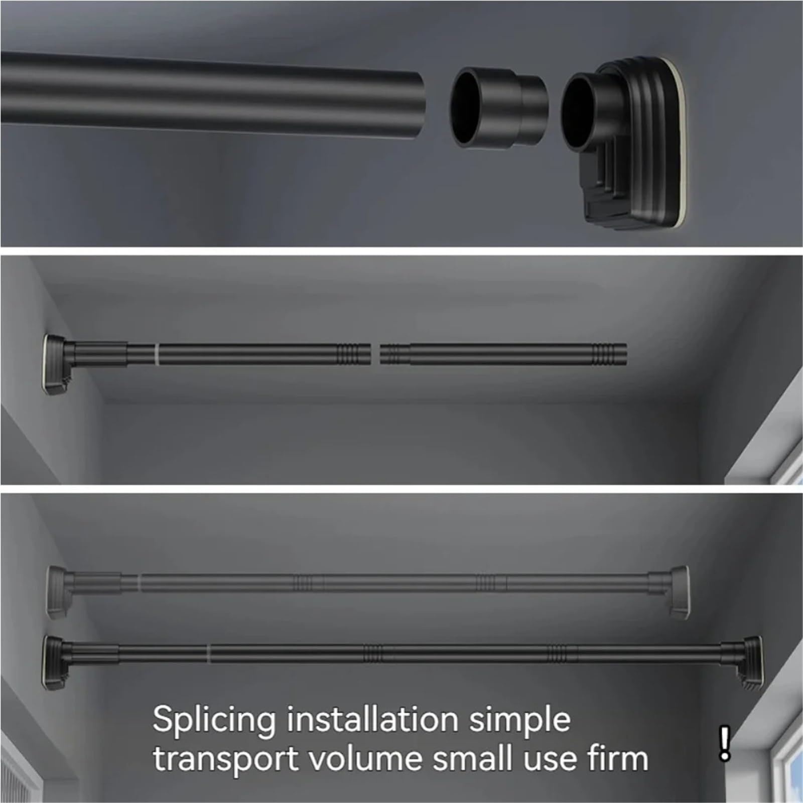 Barra de cortina ducha acero inoxidable ajustable, estante secado ropa, poste telescópico sin taladro for cuarto lavado y baño Para Baño