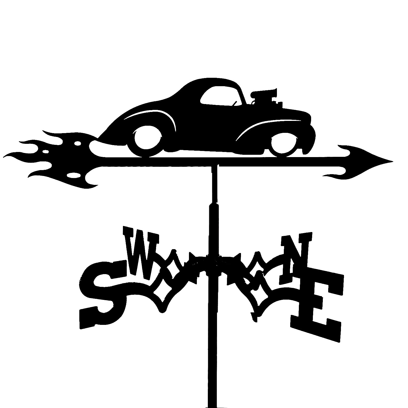 WIQUYBML Weather Vane Stainless Steel Wind Direction Indicator Farm Garden Stake Weathervane Decoration/Car/50 * 35Cm