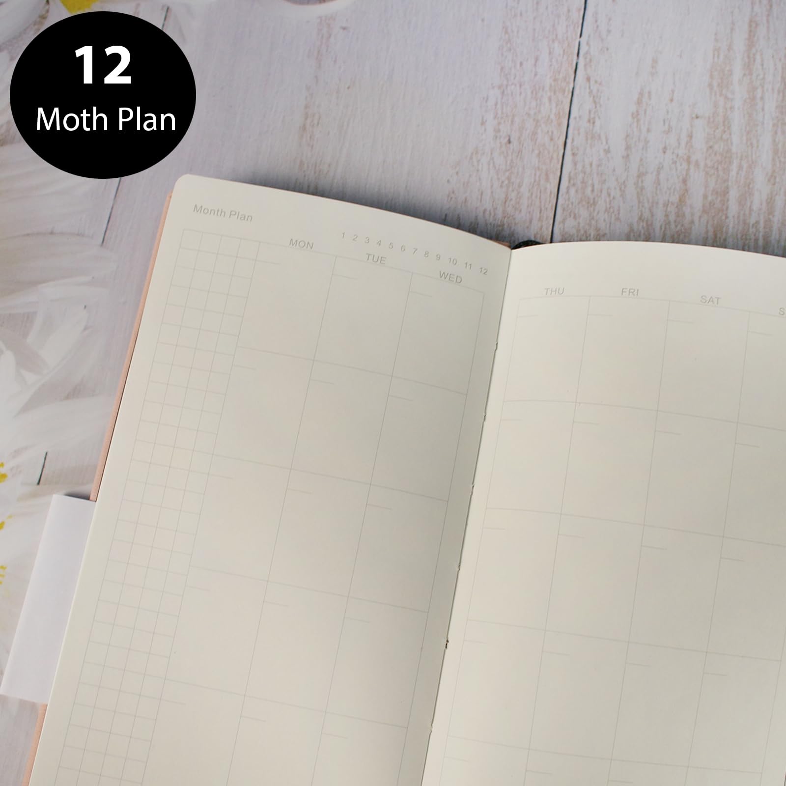 Fromthenon Wochenplaner, PU-Leder, tragbar, für Jahr, Monat, Woche, Mini-Notizbuch, Tagebuch, Zeitplan für Reisende, Studenten, Büro (Rosa)