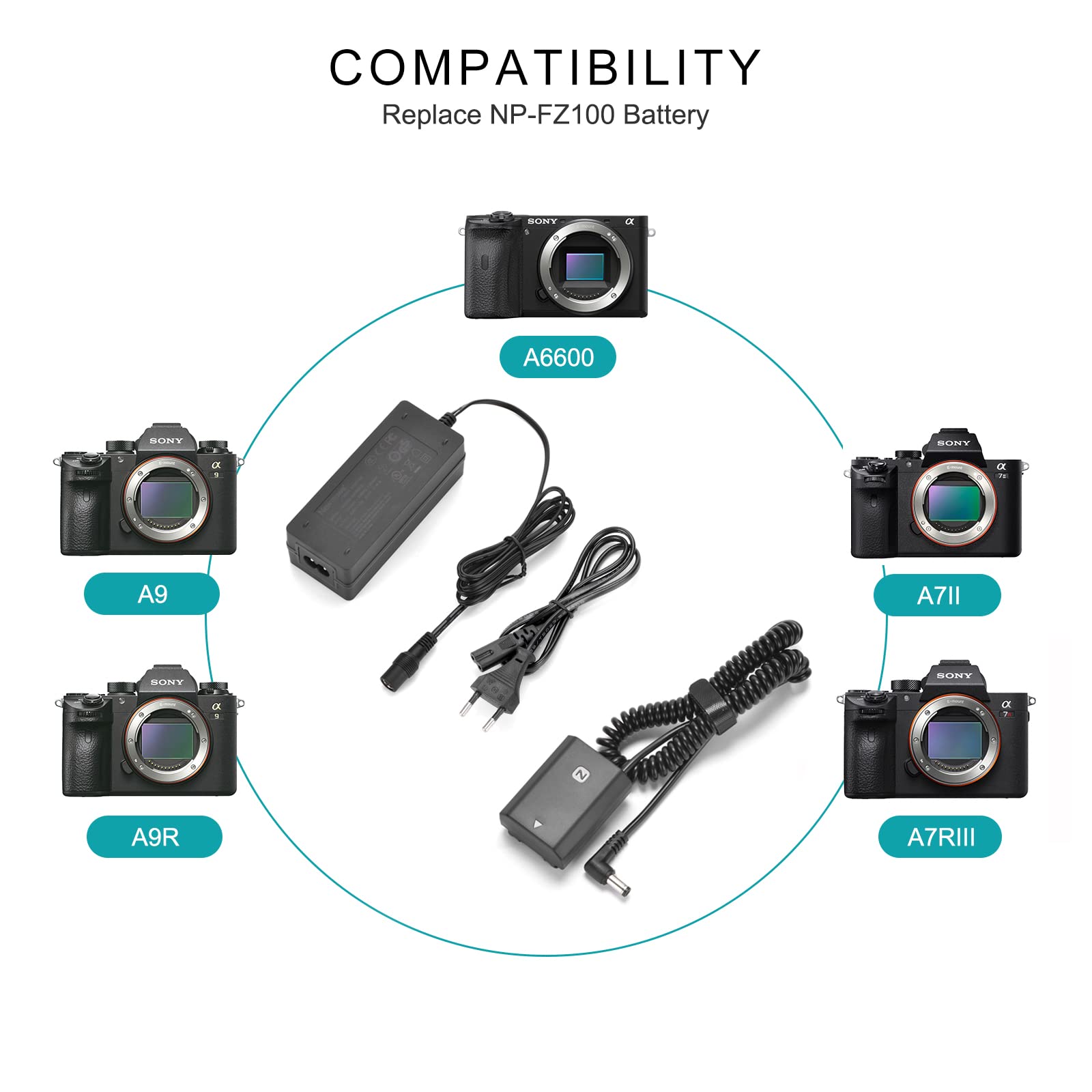Alimentatore AC Per Sony NP-FZ100 - Batteria Fittizia E Caricabatterie Per A7M3, A9, A7R III - Foto 11