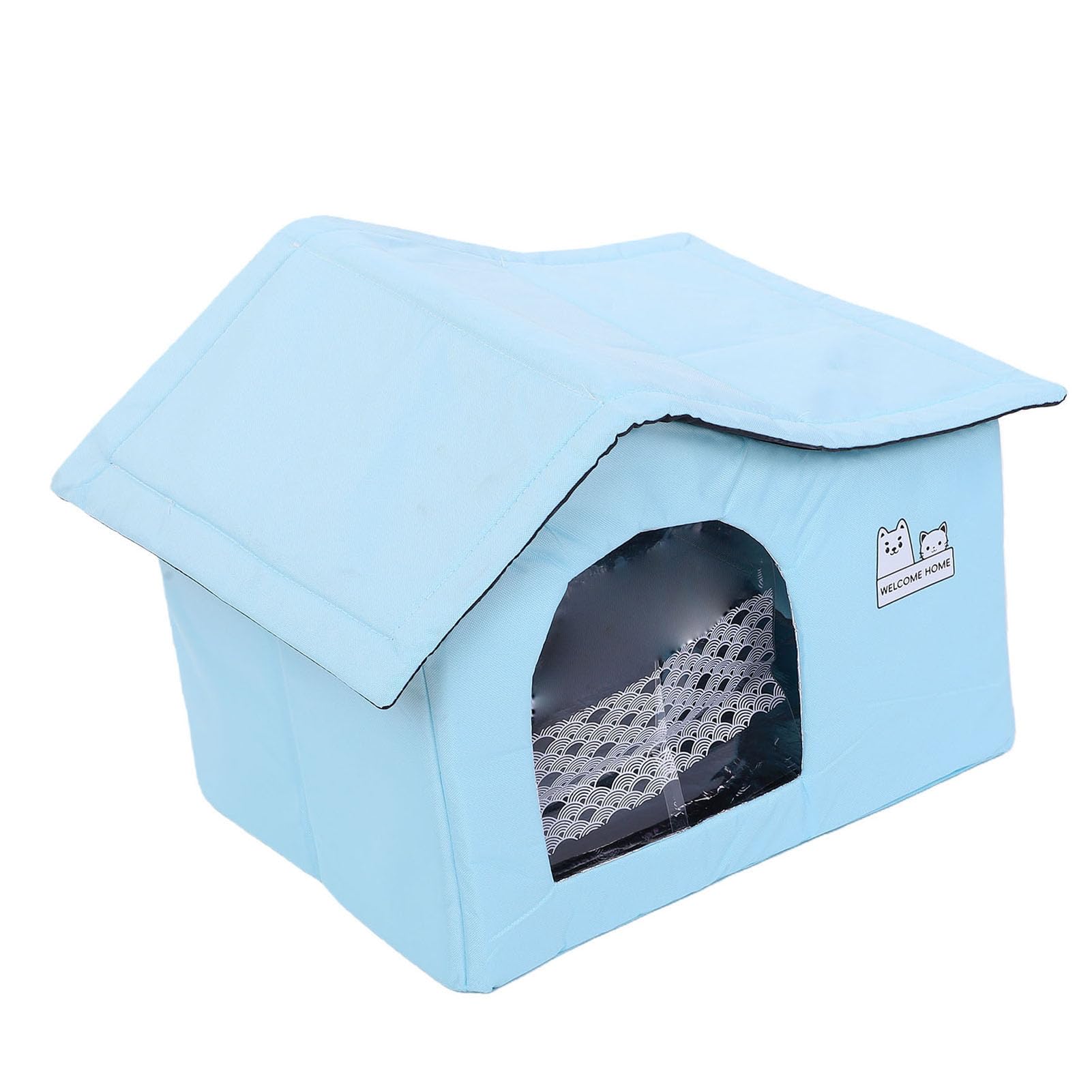 SIXRUN Casa para Gatos con Aire Acondicionado y 0 a 8 Bolsas de Hielo Cama de Enfriamiento para Mascotas con Aislamiento Térmico 360 en Tela Oxford y Papel de Aluminio para Perros Gatos Grandes, (M)