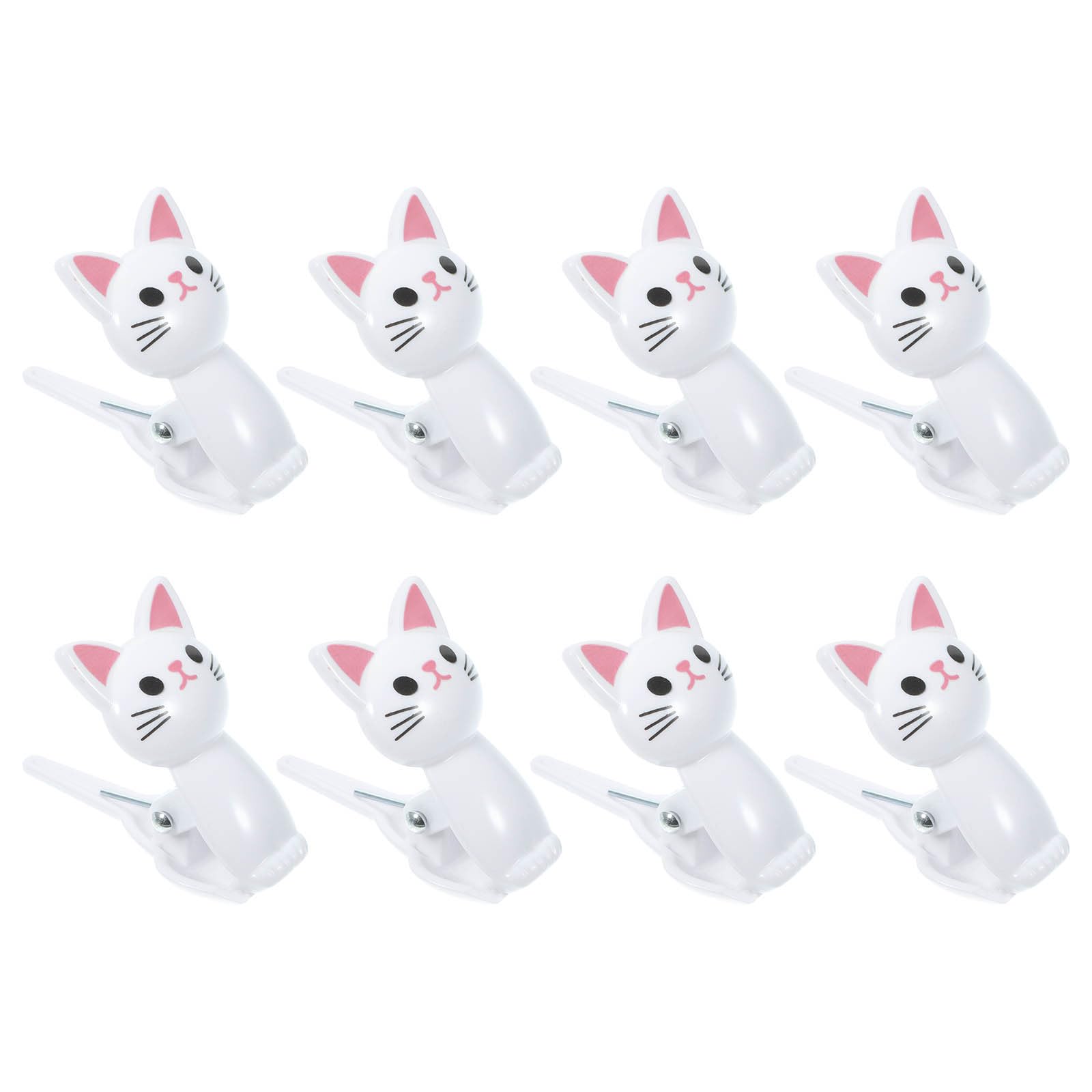 EXCEART Cute Cat Clip 8-Pack Reusable Food Bag Clips for Airtight Seal Multipurpose Kitchen and Office Use Small Cat-Shaped Sealing Clips for Snacks Chips and Pouches