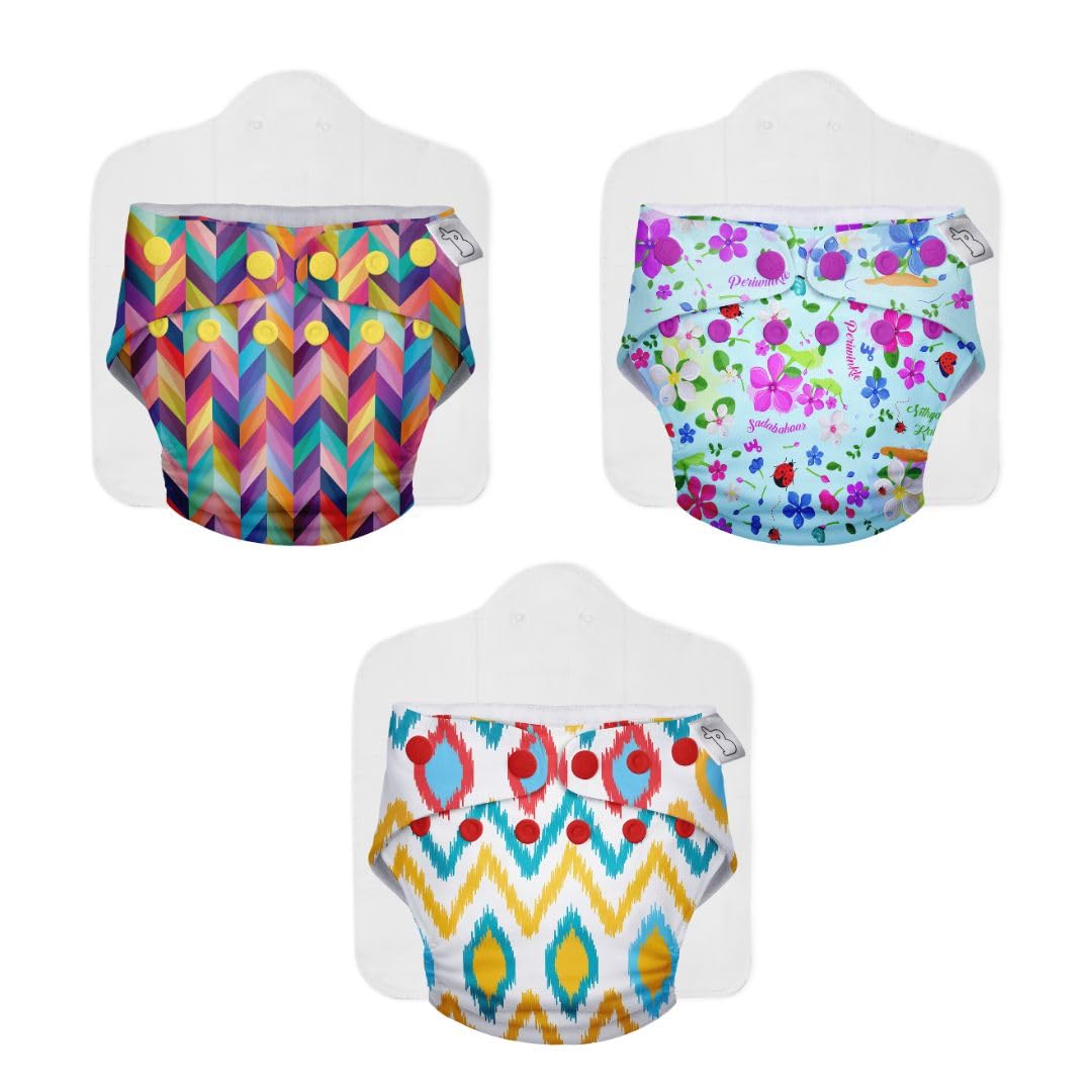 SuperBottoms Combo Pack of 3 Freesize UNO with Easy Snap - Reusable waterproof Adjustable cloth diaper for babies from 5-17kgs with Dry feel Organic cotton Pad - Option 1-image-25