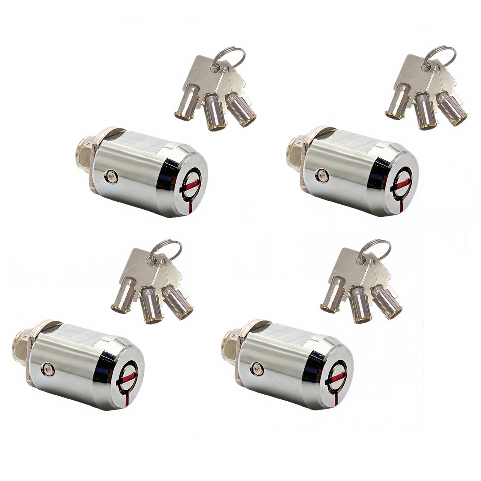 Ensemble de 4 serrures cylindriques de qualité supérieure pour casiers de stockage, chaque serrure étant fournie avec 3 clés pour la sécurité de votre garage ou maison.