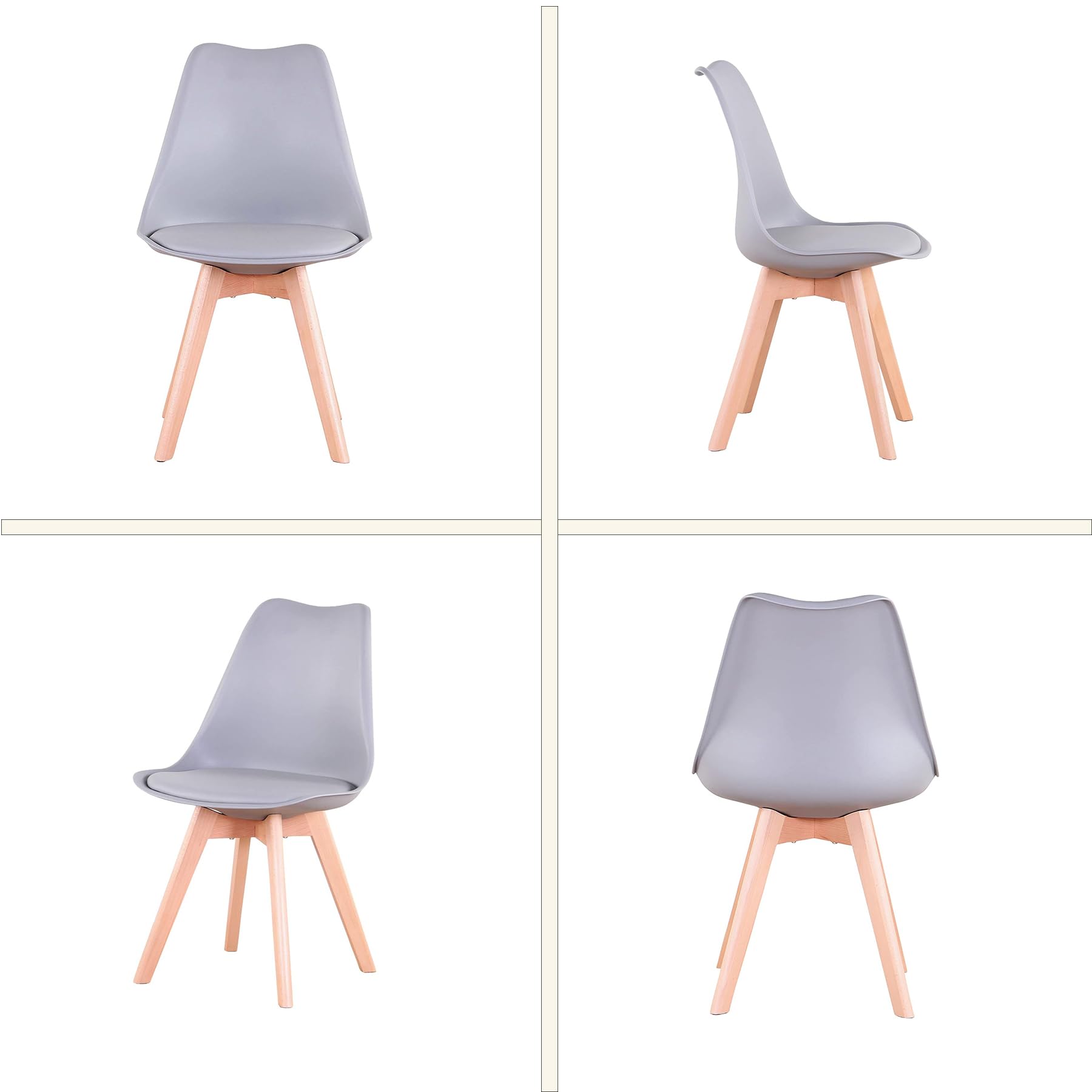 GrandCA HOME Tavolo da pranzo e 4 sedie Set da pranzo moderno, tavolo rettangolare e sedie da cucina, Grigio