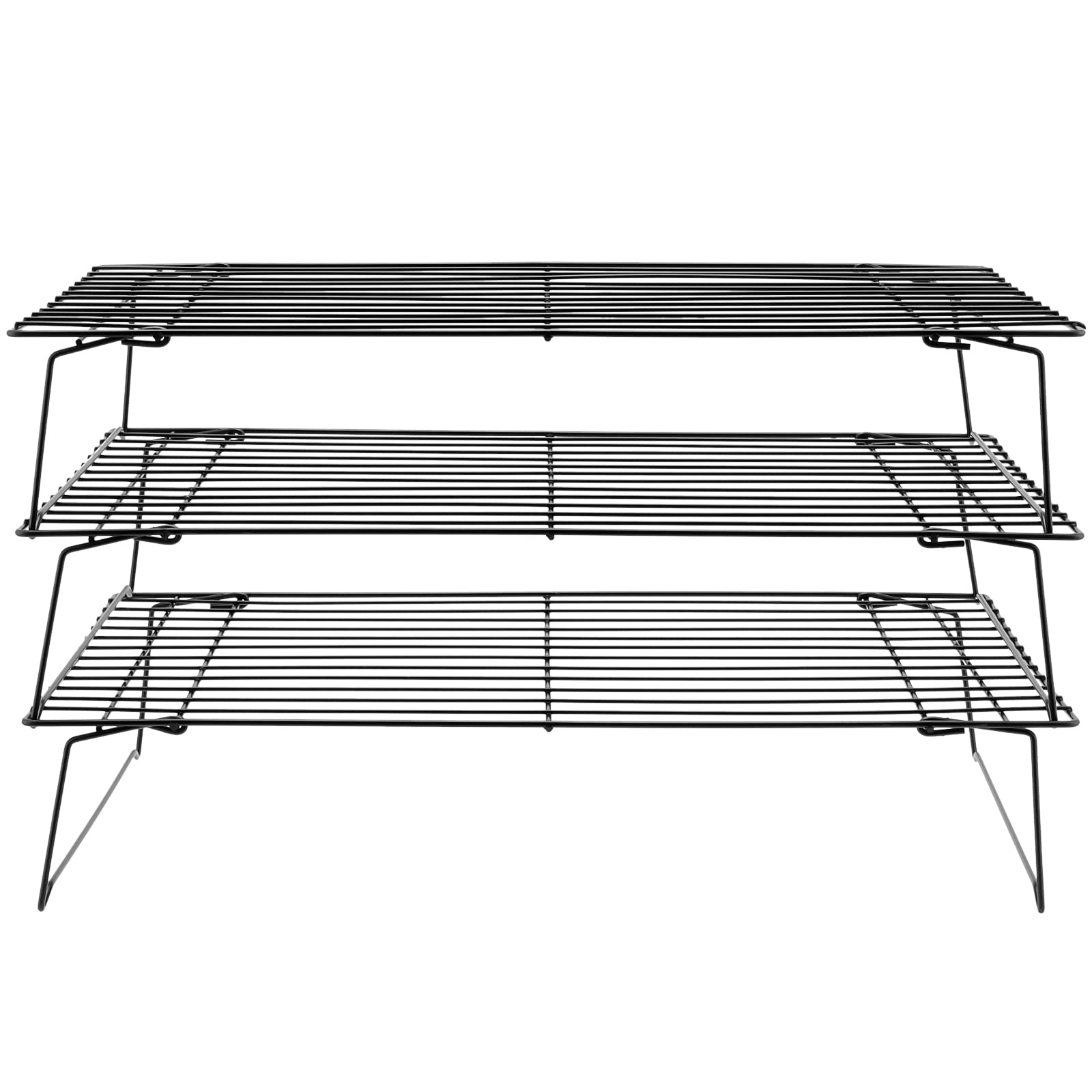 HAKZEON Rejilla de Enfriamiento 3 Niveles - Juego de 2 Estantes Apilables Plegables 40x25cm para Hornear Pasteles Pizza Galletas