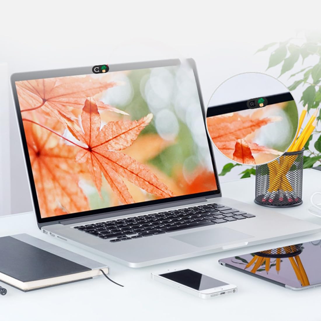 Set Copri Webcam Ultrasottile con Motivo Vegetale per Protezione Privacy 6 Pezzi
