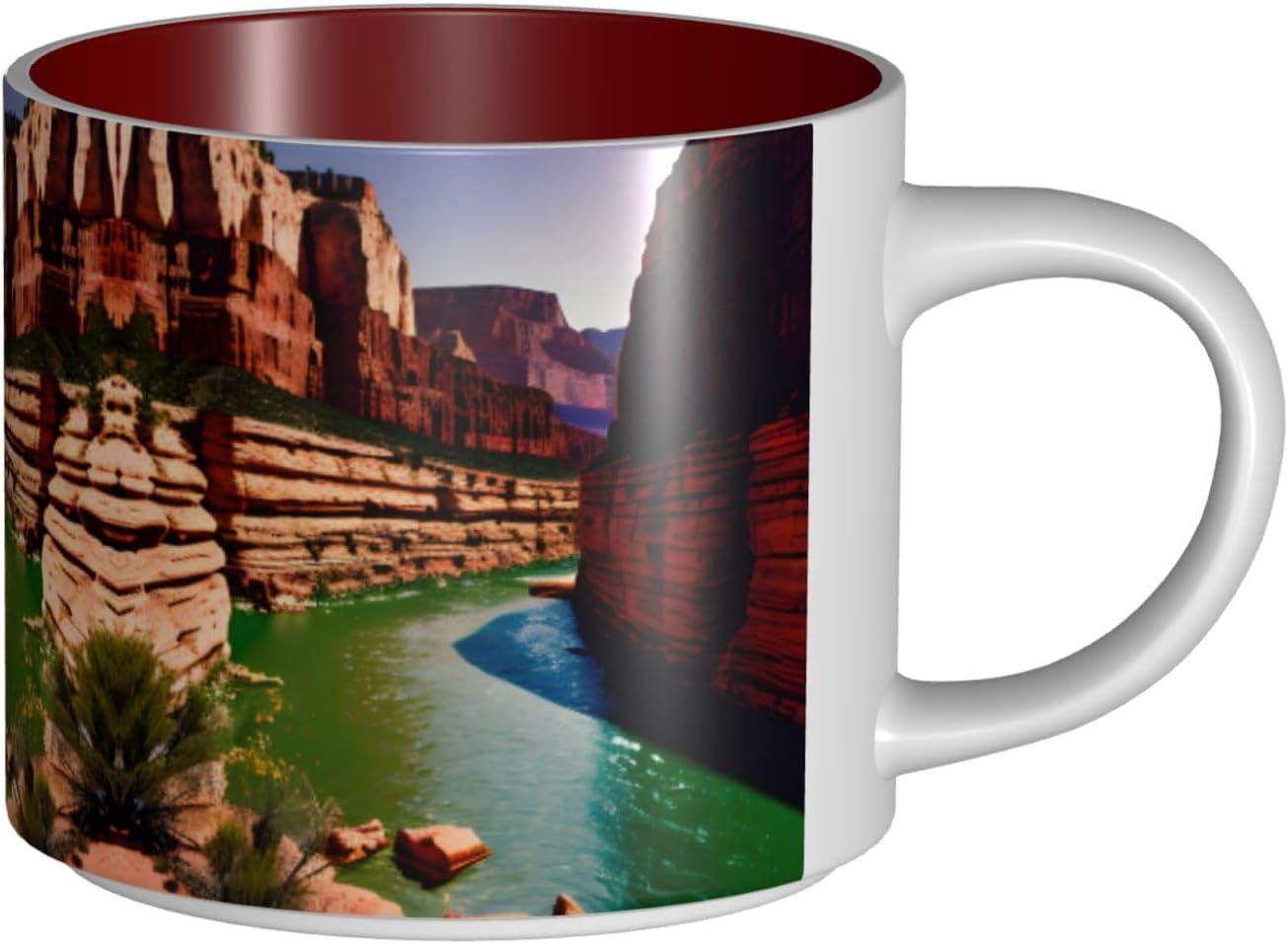 Grand Canyon Print Handmade Ceramic Mugs, Large Capacity Thick Wall Mugs, with C-Handle for Coffee Tea and Gifts