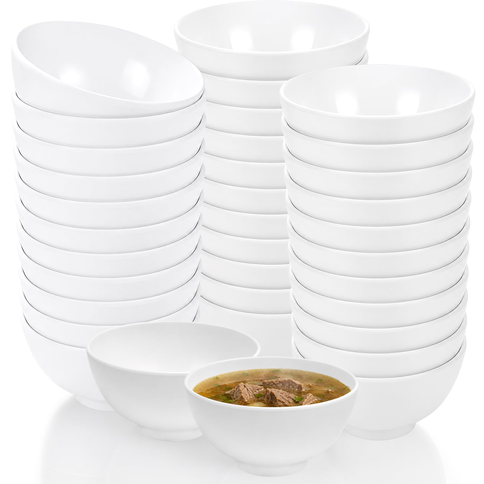 OJMHD 36 Pcs White Melamine Bowls Bulk, 300 ml Small Sereal Bowls for Kids
