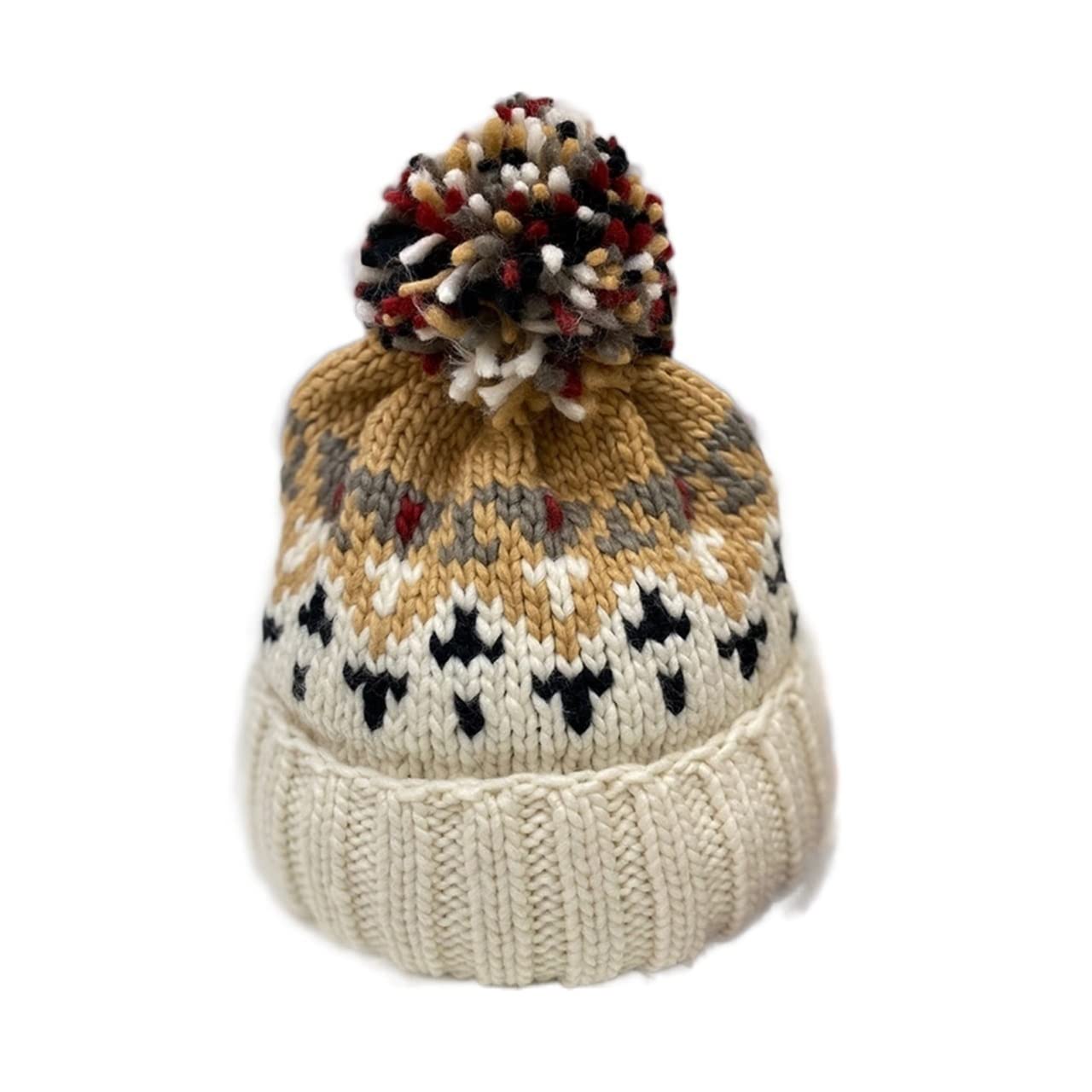 Sombreros Gorros Bordados con Estampado Lindo de Moda Sombrero de Invierno para Mujer y Hombre Gorro cálido con pompón Gorros Beanie de Punto con Hilo Holgado