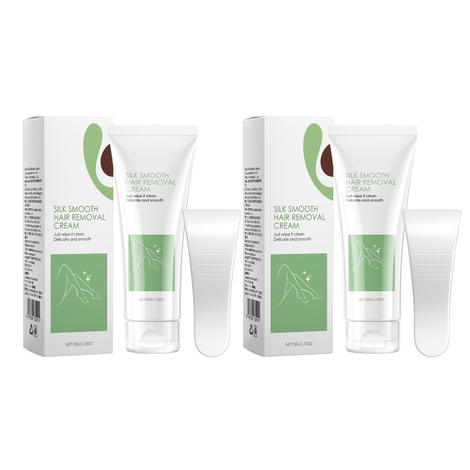 2 Piezas Crema Depilatoria Corporal para Hombres y Mujeres, Crema Depilatoria Piel Sensible, para una Hidratación Suave, Para Cara, Brazos, Piernas y Axilas, Hair Removal Cream, 02