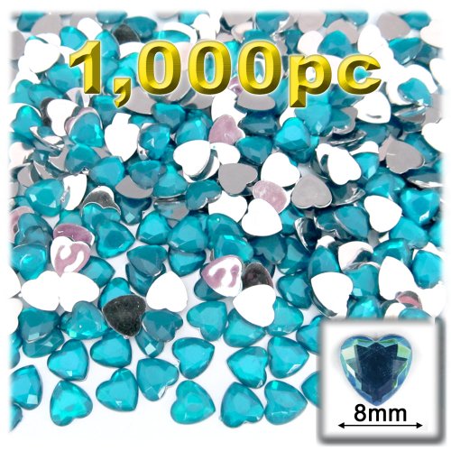 1,000Pc Flatback Rhinestones Heart 8Mm - Jet Black #TOP3