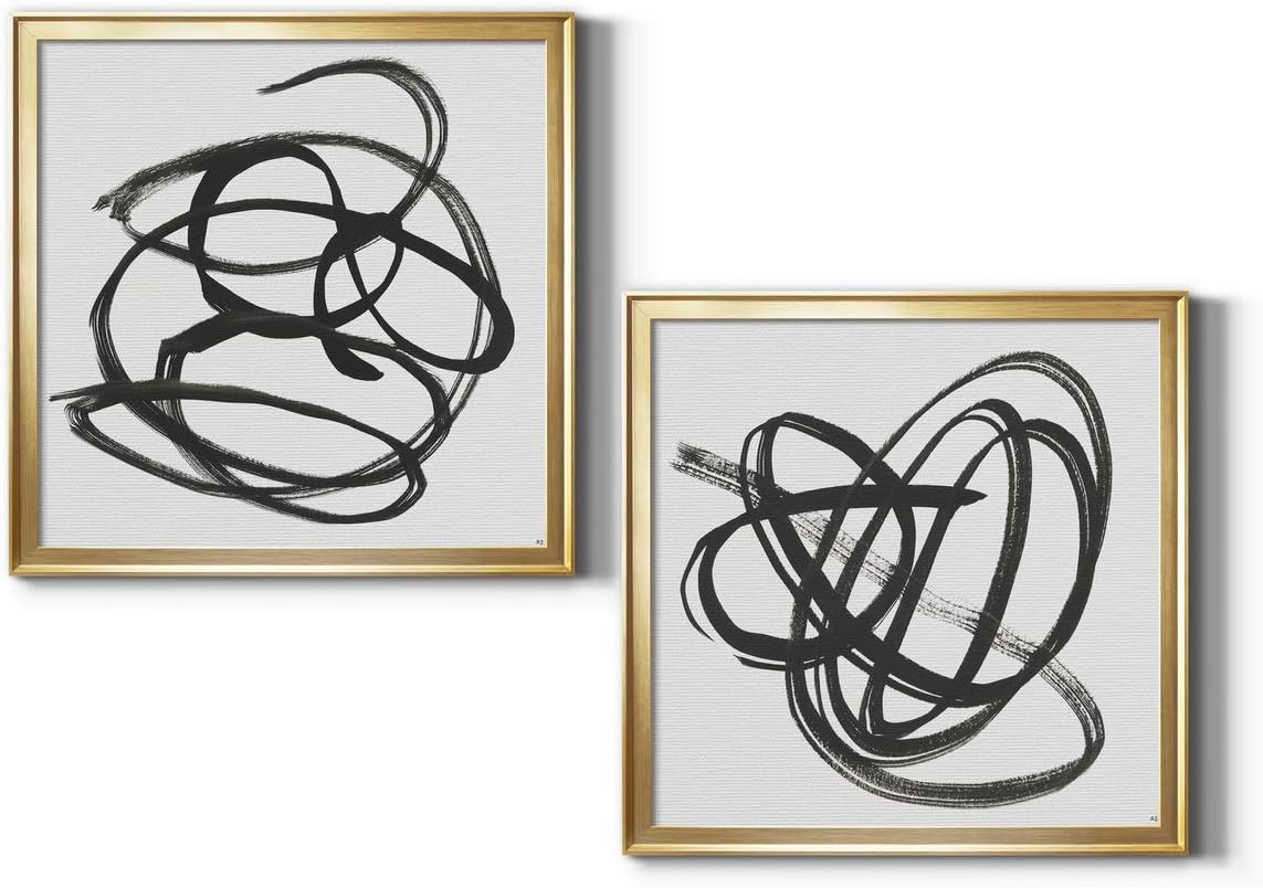Renditions Gallery, Abstract Wall Art, Along the Path I, Modern Decorations, Premium Gallery Wrapped Print Decor for Office, Bedroom, Home, Ready to Hang, Gold Framed Artwork Set, 18X18