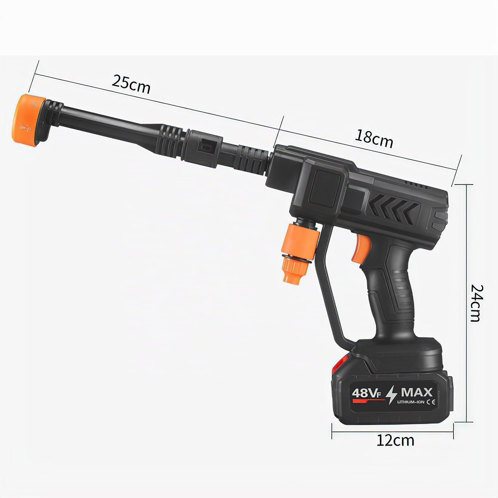High Pressure Washer Nettoyeur Haute Pression sans Fil avec 1 Batteries, Nettoyeur Haute Pression sur Batterie Buse Rotative 6 en 1 et 180 °,Tuyau De 5 M, pour Nettoyer Les Voitures, Sols (A)