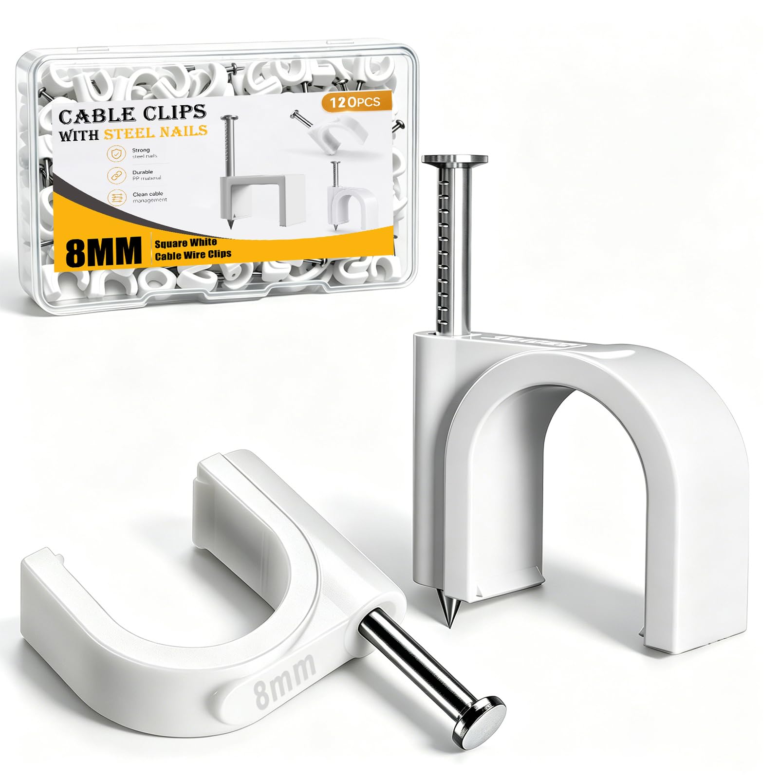 mxuteuk 100PCS Cable Clips with Steel Nails,10mm Round White Cable Wire Clips,Wall Clips for Cords,Cable Cord Clips for RG6 RG59 CAT6 RJ45 — Amazon image 11