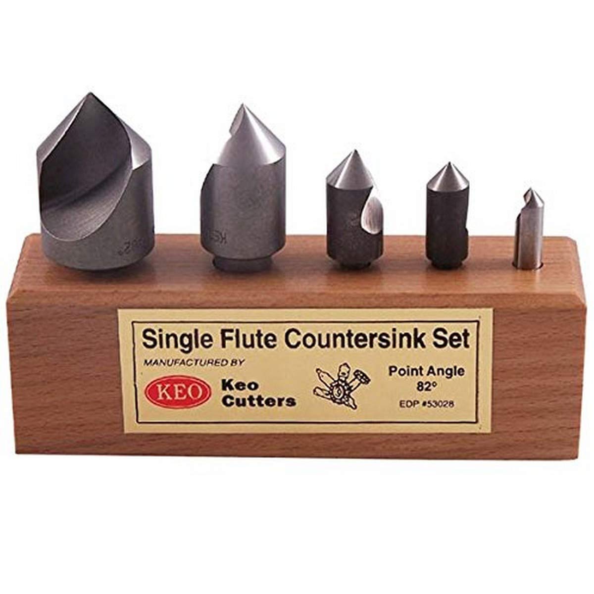 KEO 50058 Cobalt Steel Single-End Countersink Set, Uncoated (Bright) Finish, Single Flute, 82 Degree