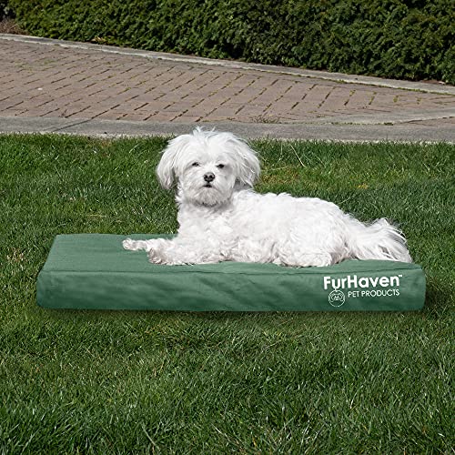 Image of Furhaven Indoor /Outdoor Logo Oxford Polycanvas Mattress - Water-Resistant Orthopedic Dog Bed w / Removable Cover, 125 lb max - Forest, Medium
