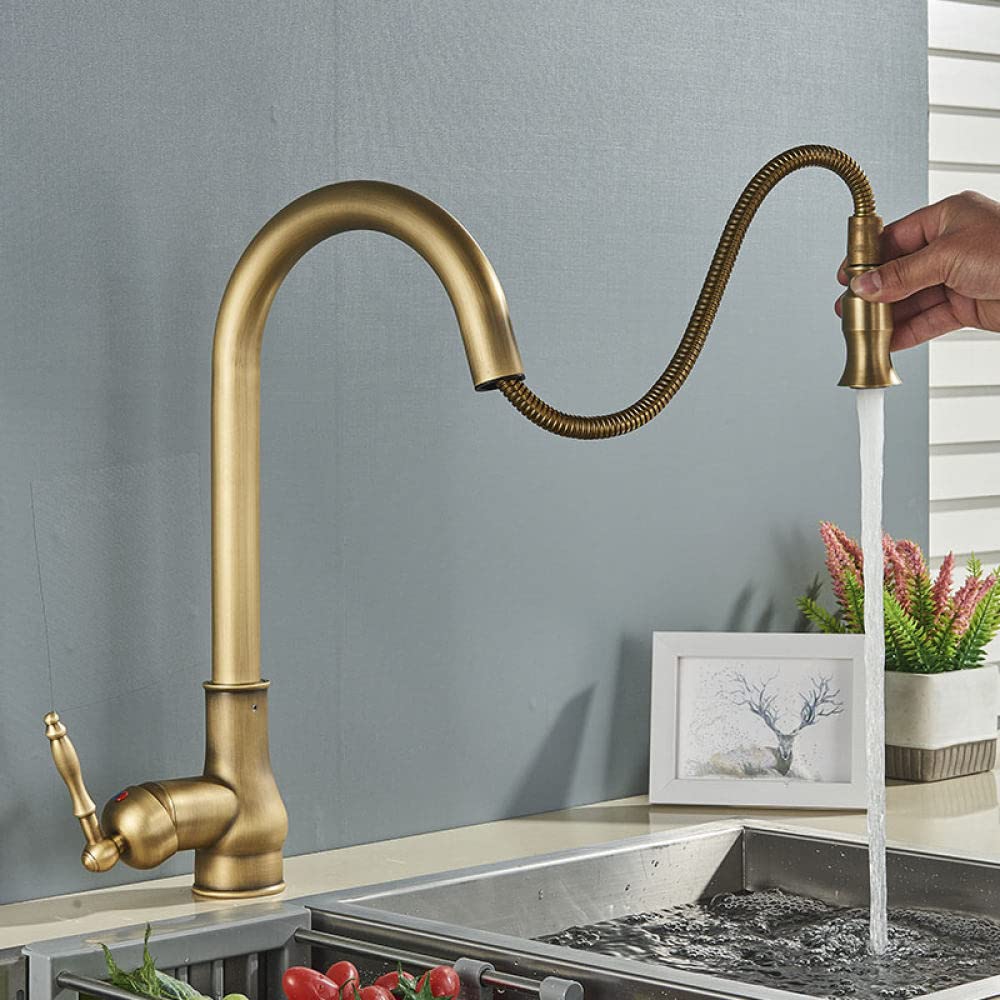 Grifo mezclador para fregadero, grifo caliente y frío, montaje en cubierta, rotación de 360 grados, diseño extraíble para cocina