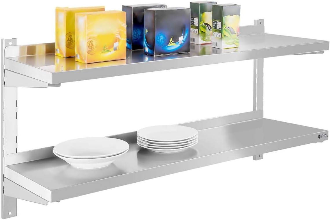 Royal Catering RCWR-120.2 Wandbord Zwei Ablageflächen Edelstahl 2 x 120 Royal Catering RCWR-120.2 Wandbord Zwei Ablageflächen Edelstahl 2 x 120