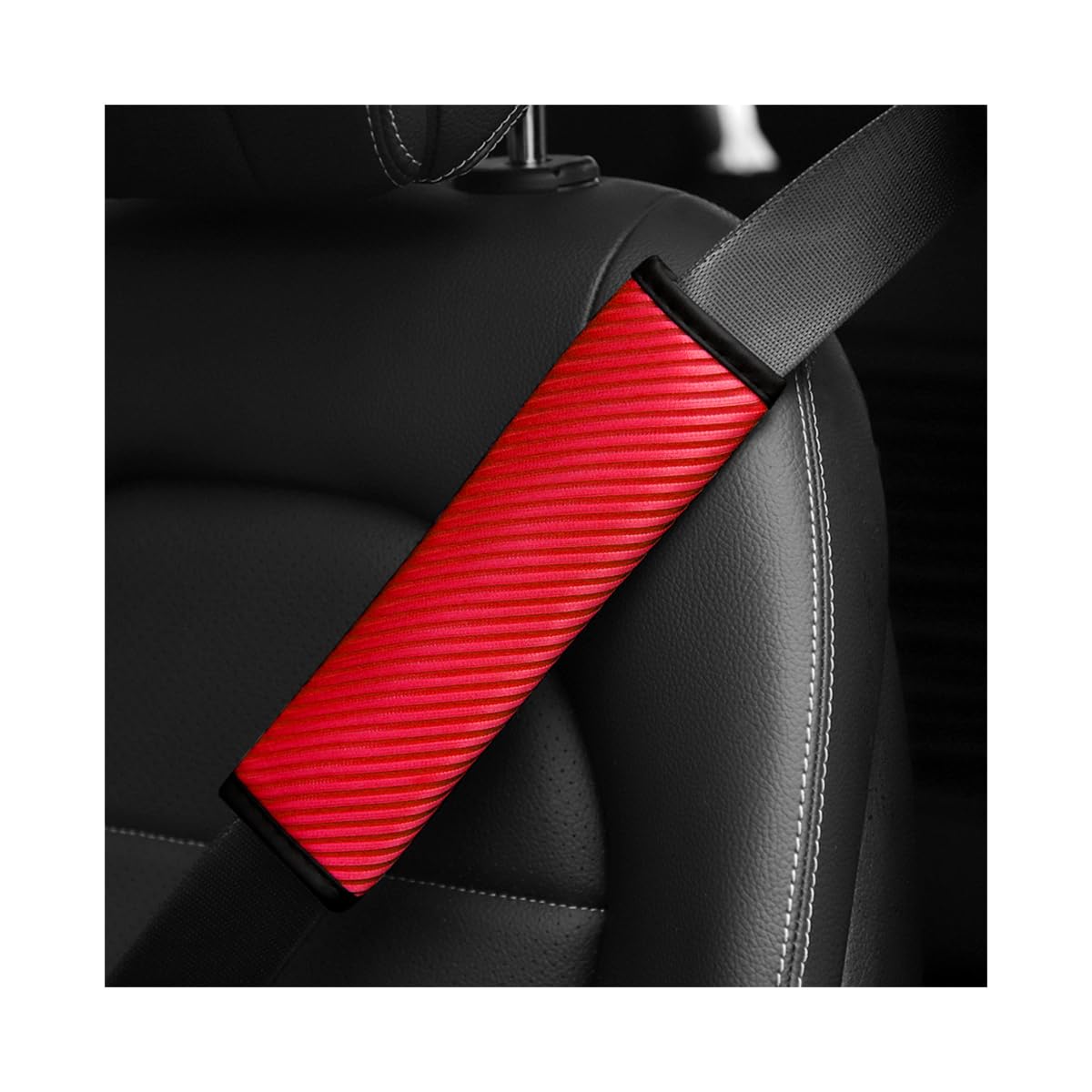 AUCELI 2 Pcs Auto Seat Belt Cover, Breathable Seatbelt Shoulder Harness Pads Strap Helps Protect Your Neck, for a More Comfortable Driving, Car Accessories Compatible with Adults Youth Kids (Red)