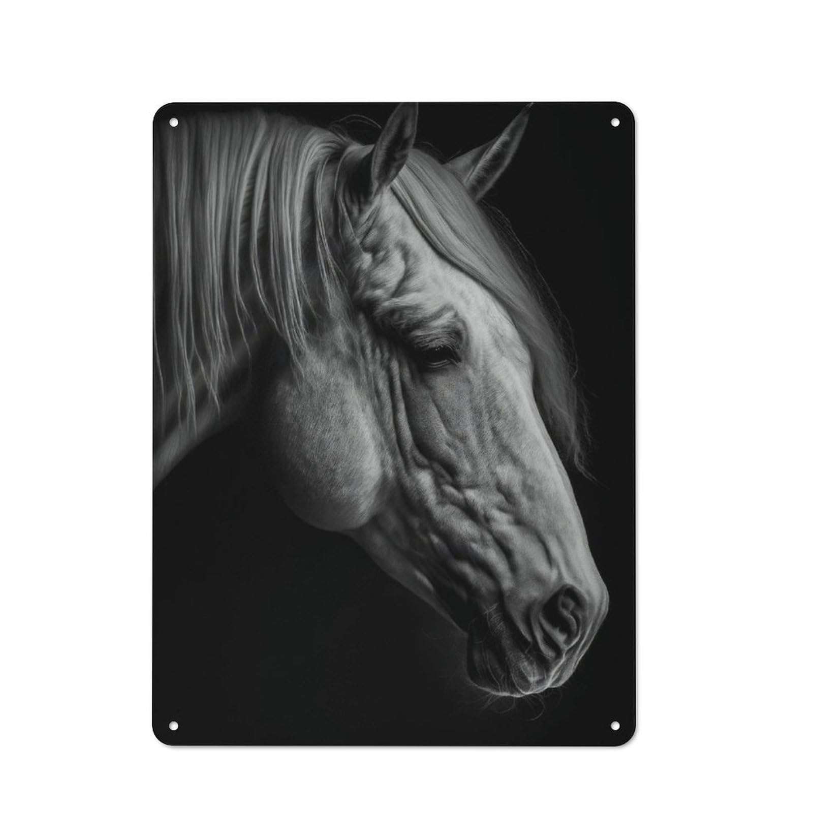 Junmoney Thoughtful Horse 40X30cm Industrial-Style Tin Sign With For Hallway Wall, A Metal Wall Feature For A Newly Arranged Hallway
