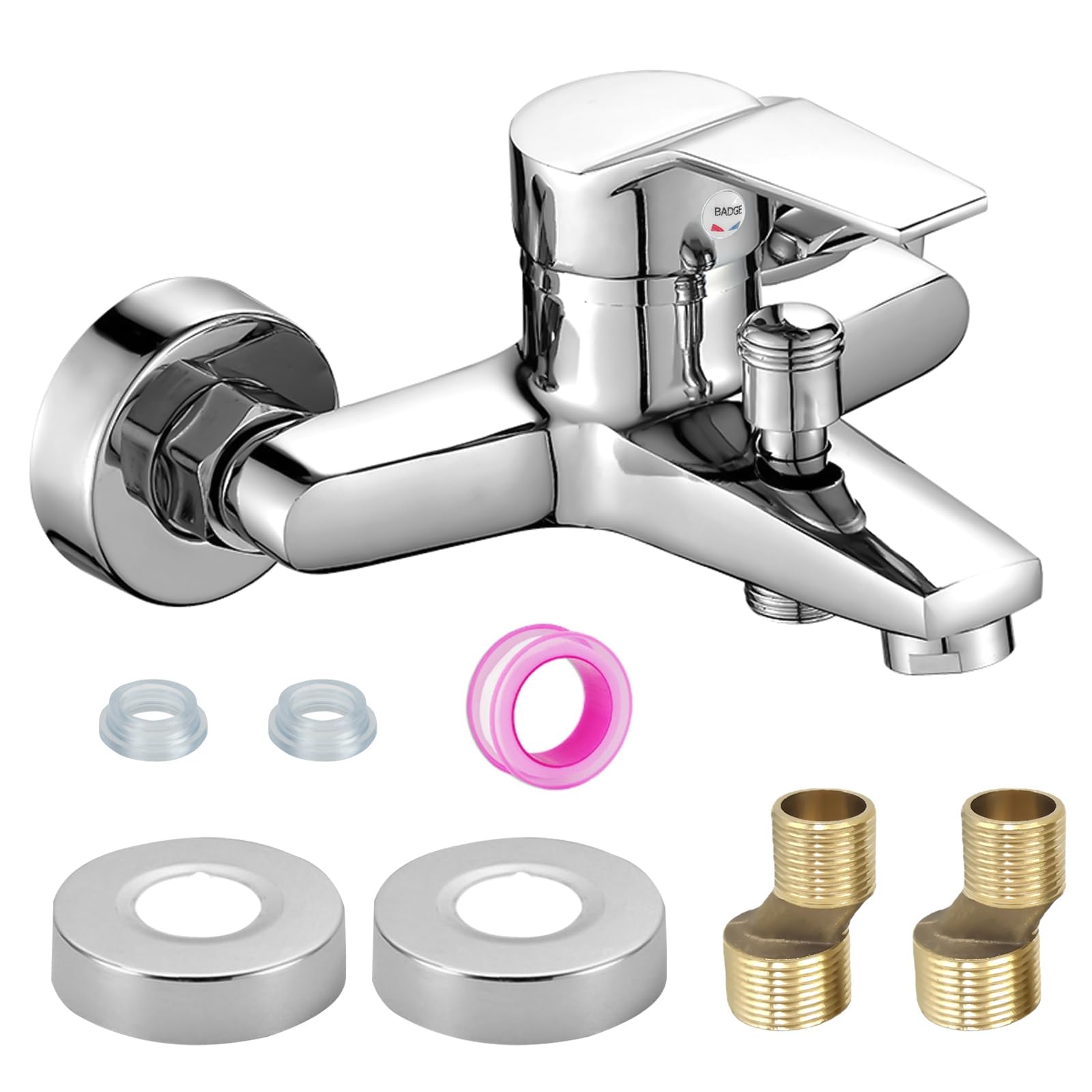 Bocguy Grifo mezclador para bañera, grifo de bañera, grifo de ducha, grifo monomando, salida de ducha para bañera y ducha, cartucho de cerámica cromado