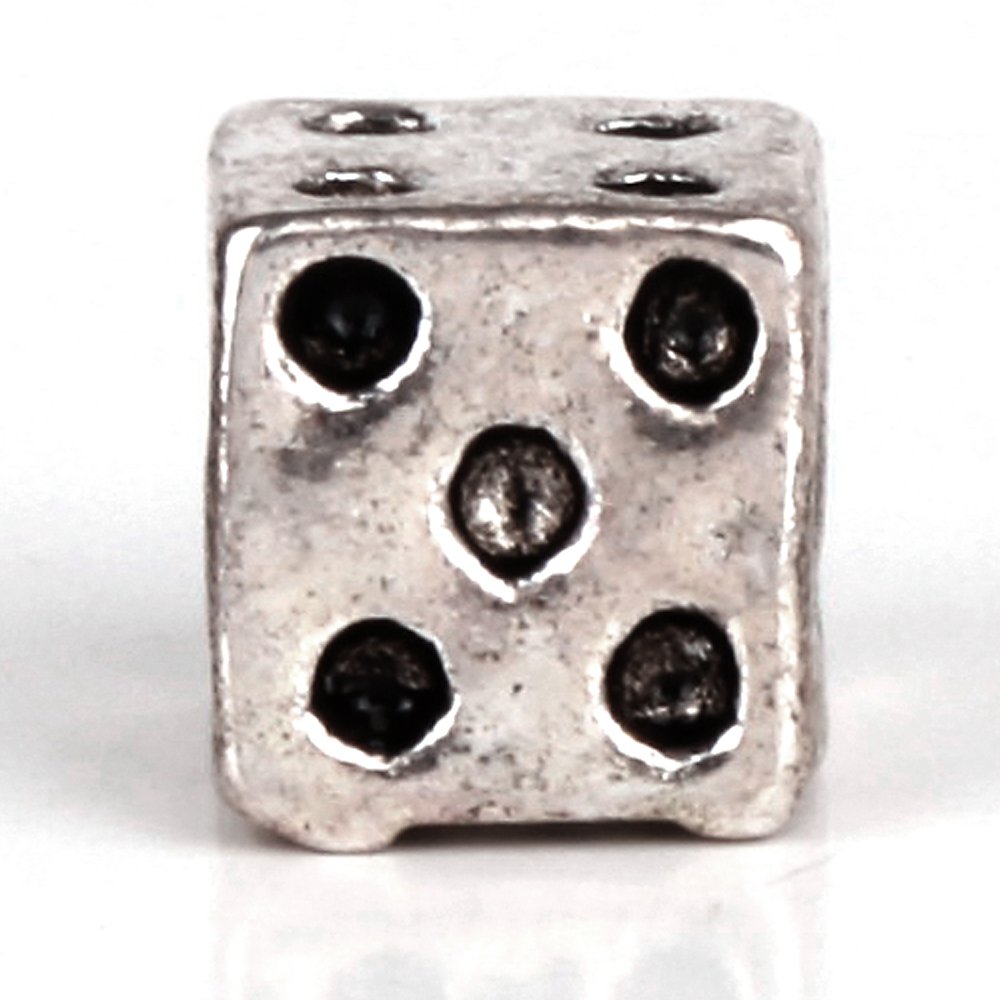 RUBYCA 50pcs Tibetan Silver Tone Spacer Beads Fit European Charms Bracelet Dice Design
