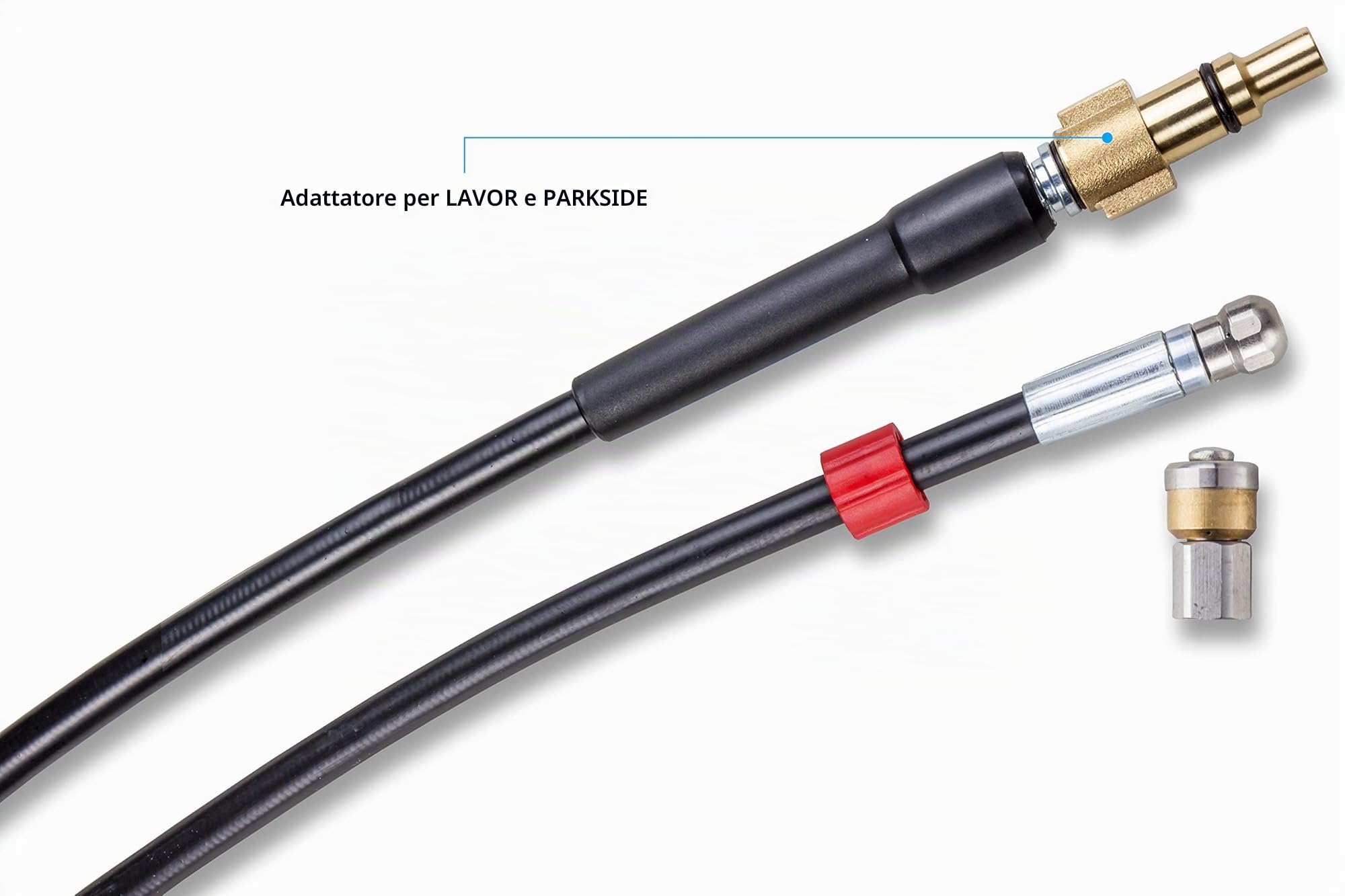 Sonda Sturatubi per Idropulitrice 15m 200 bar - Sonda Spurgatubi Compatibile con Karcher, Parkside, Lavor, Bosch Professional - Ugello Fisso, Ugello Rotante KNOFER