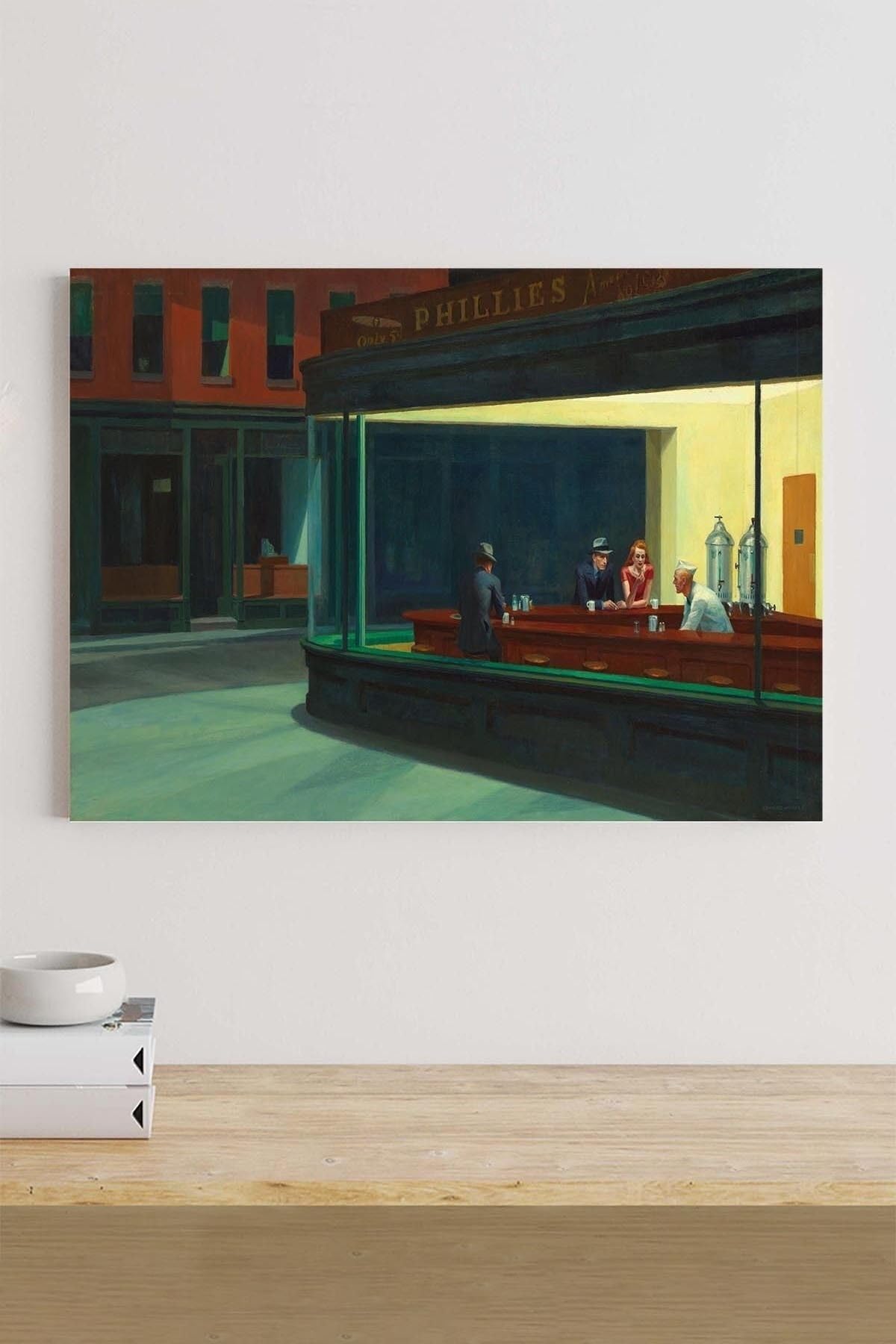 Postermanya (pster18953) Nighthawks-gece Kuşları-edward Hopper Sanatsal Kanvas Tablo 50 x 70