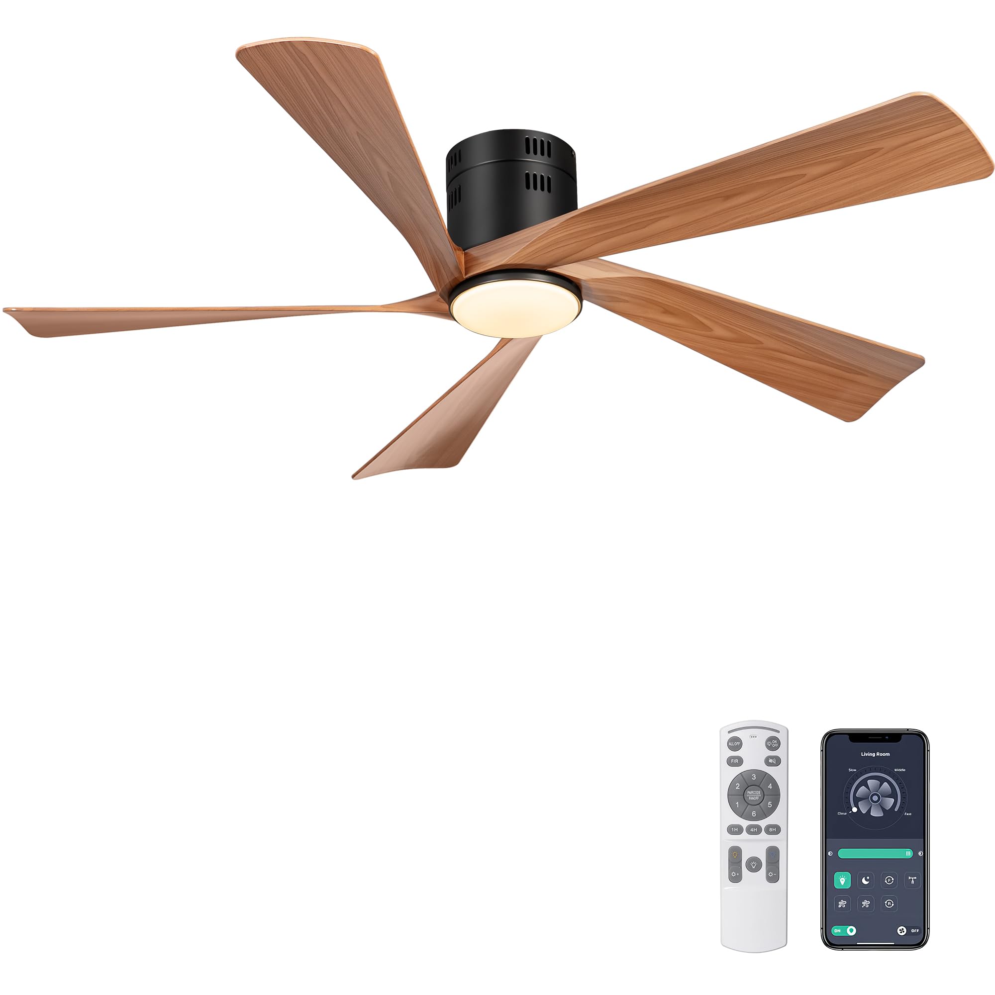 Ohniyou 52 Flush Mount Farmhouse Ceiling Fan