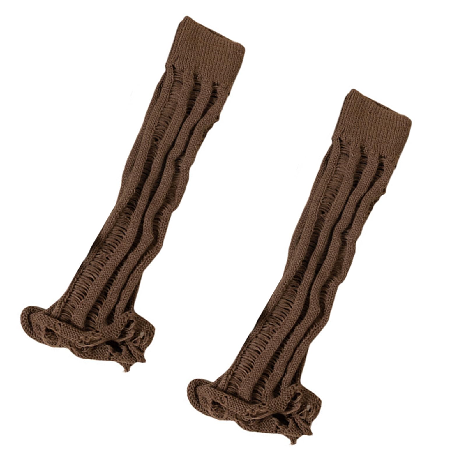Pjeghbvop Unisex Coffee Japanese Punk Flared Baggy Leg Warmers For Women Knit Footless Socks Distressed Hole Boot Covers Sleeves Streetwear Slouchy Covers Socks