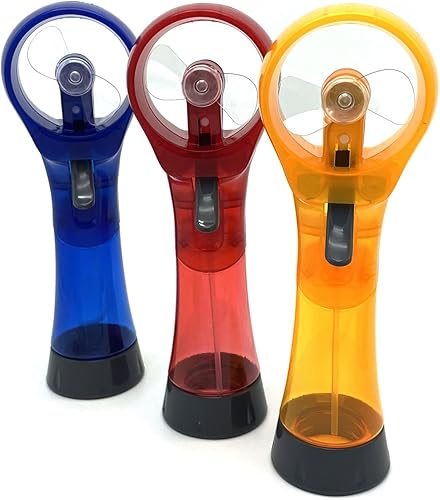 Miniatura 3 de Ventilador de pulverización de agua de mano, ventiladores de niebla para portátil exterior, paquete de 3 unidades (azul oscurorojoamarillo)