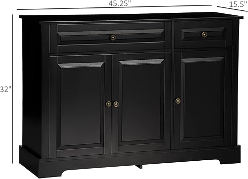 Miniatura 3 de HOMCOM Aparador de buffet, armario de cocina moderno con 2 cajones y estantes ajustables, gabinete de barra de café, gris