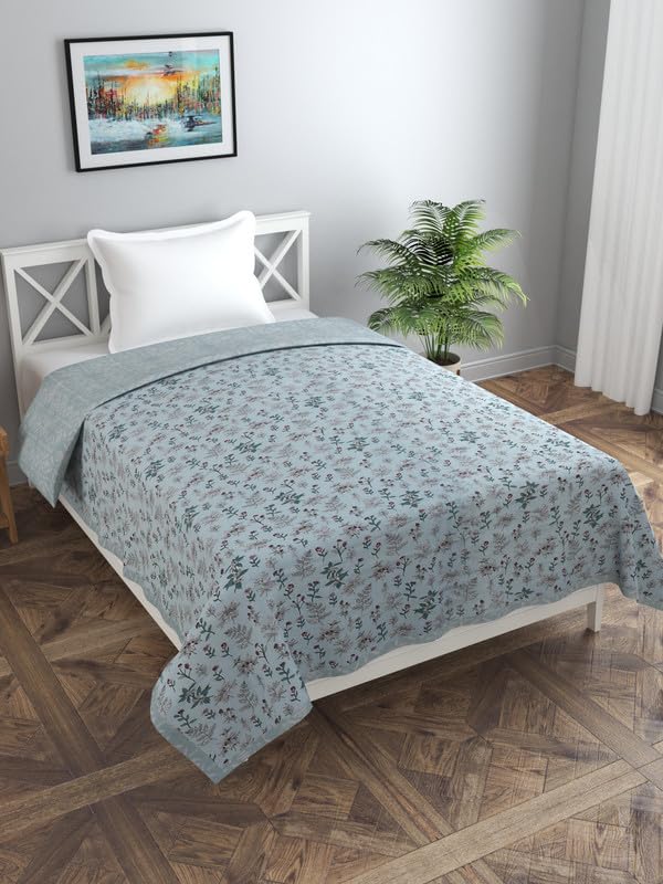Image of Florida Diva Cotton Reversible Dohar Topsheet for Double Bed Made for All Season Blanket Throws with Floral Print