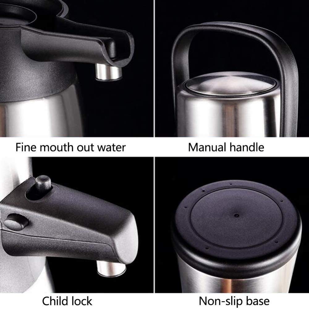 Jarra con bomba de vacío de acero inoxidable, termo de 3 litros para almacenamiento de líquidos fríos y calientes durante 24 horas, ideal para viajes, exteriores, camping y eventos