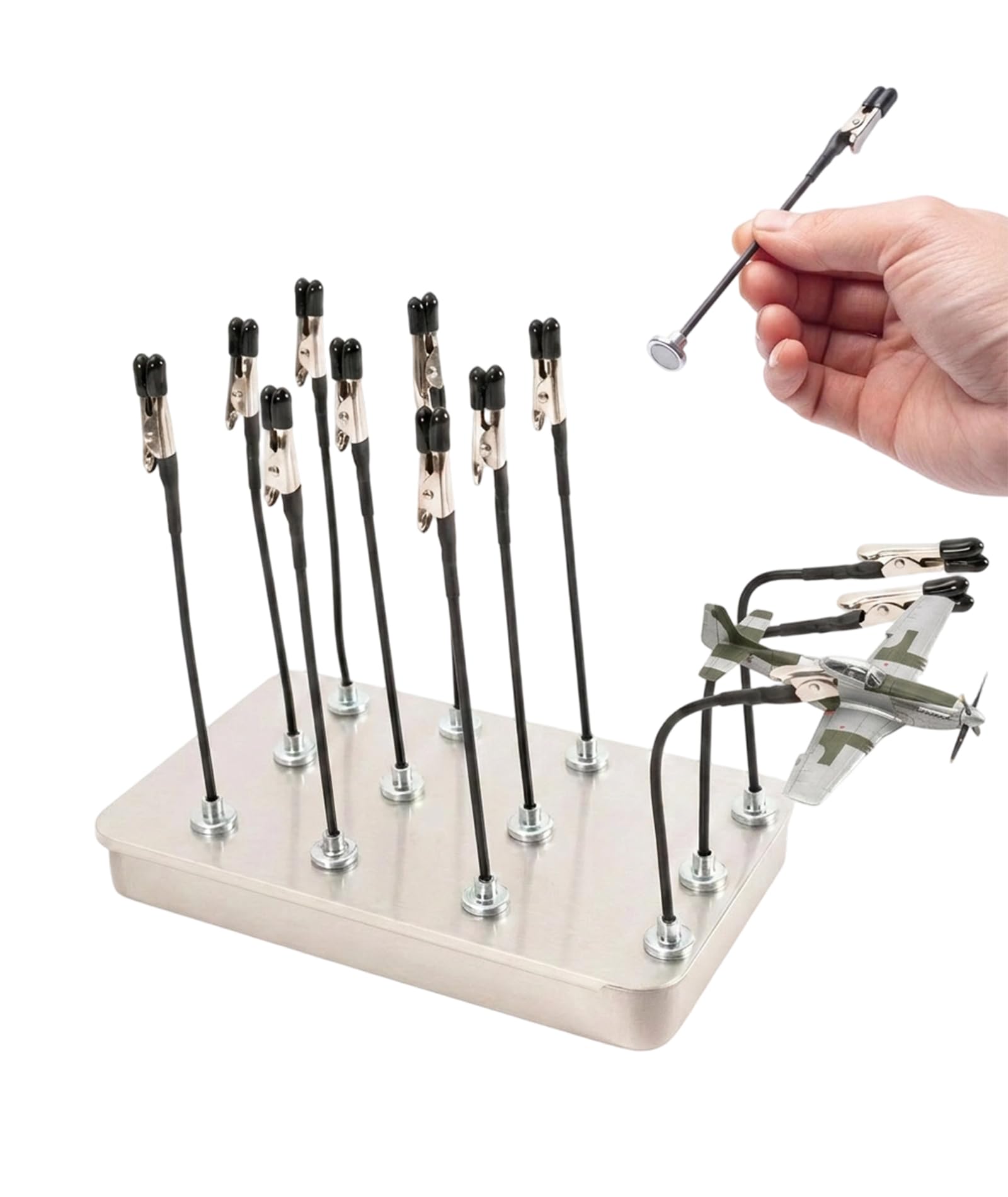 13-Piece Soldering Helping Hands Set, Flexible Magnetic PCB Holder for Soldering Station, Model Painting Stand and Miniature DIY Craft Tools with Storage Box-image-34