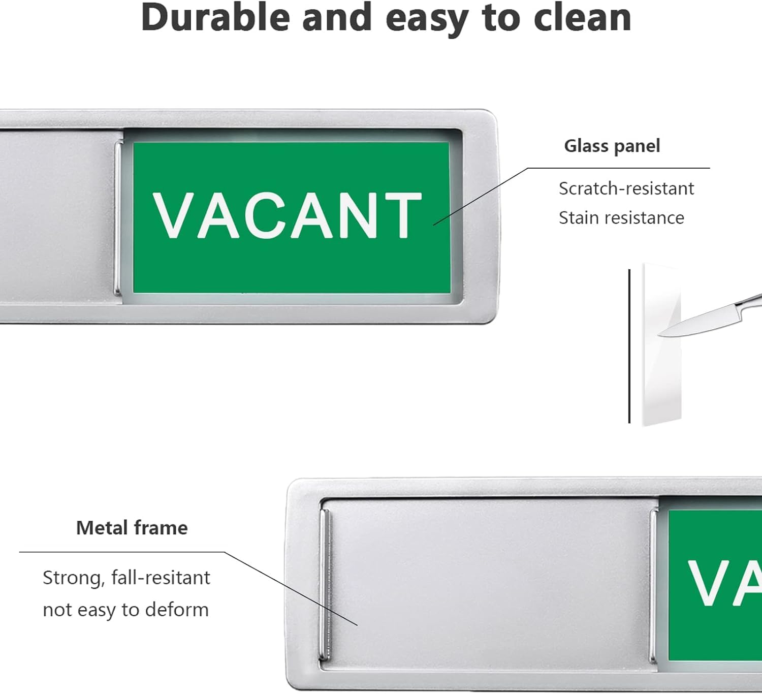 Vacant Occupied Sign,Vacant or Meeting in Progress Privacy Sign for Home Office Hotles Hospital Conference Room,Slider Door sign Tells Whether Room Vacant or Occupied - Image 3