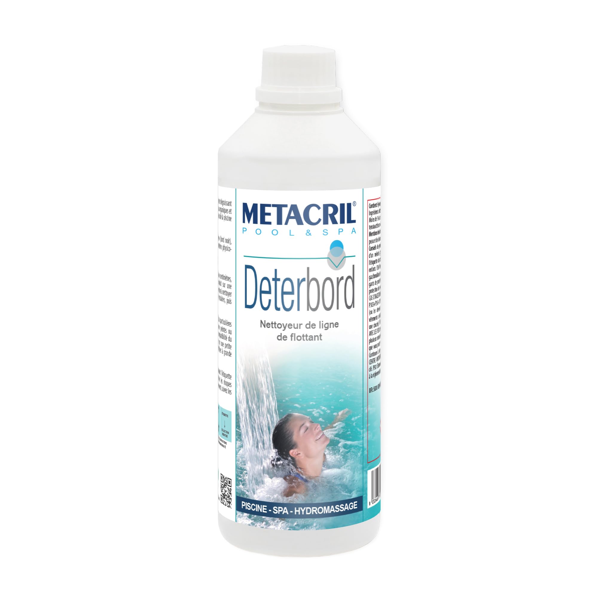 Metacril SET Foam Stop 500 ml + Dosataore e Deterbord 1 Lt | Set Antischiuma e Detergente e Sgrassante per Linea di Galleggiamento di Piscina e Spa Idromassaggio con Bicchierino Dosatore