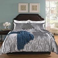 Vista 2 de Erosebridal - Juego de cama de satén de seda, reversible, funda de edredón para luna de miel, lujoso, suave, ligero, cepillado, para decoración