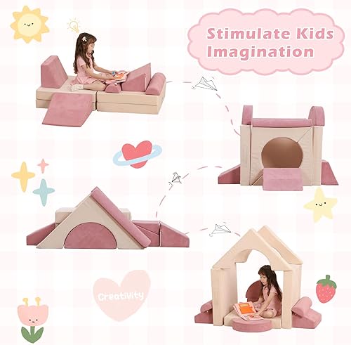 Miniatura 7 de GudoInsole Sofá seccional para niños, 12 piezas, creativo para sala de juegos, muebles imaginativos para dormitorio de niñas y niños (gris)